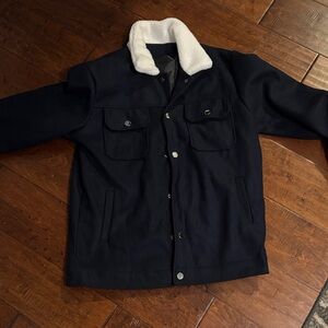 Men's Black Jacket with White Collar